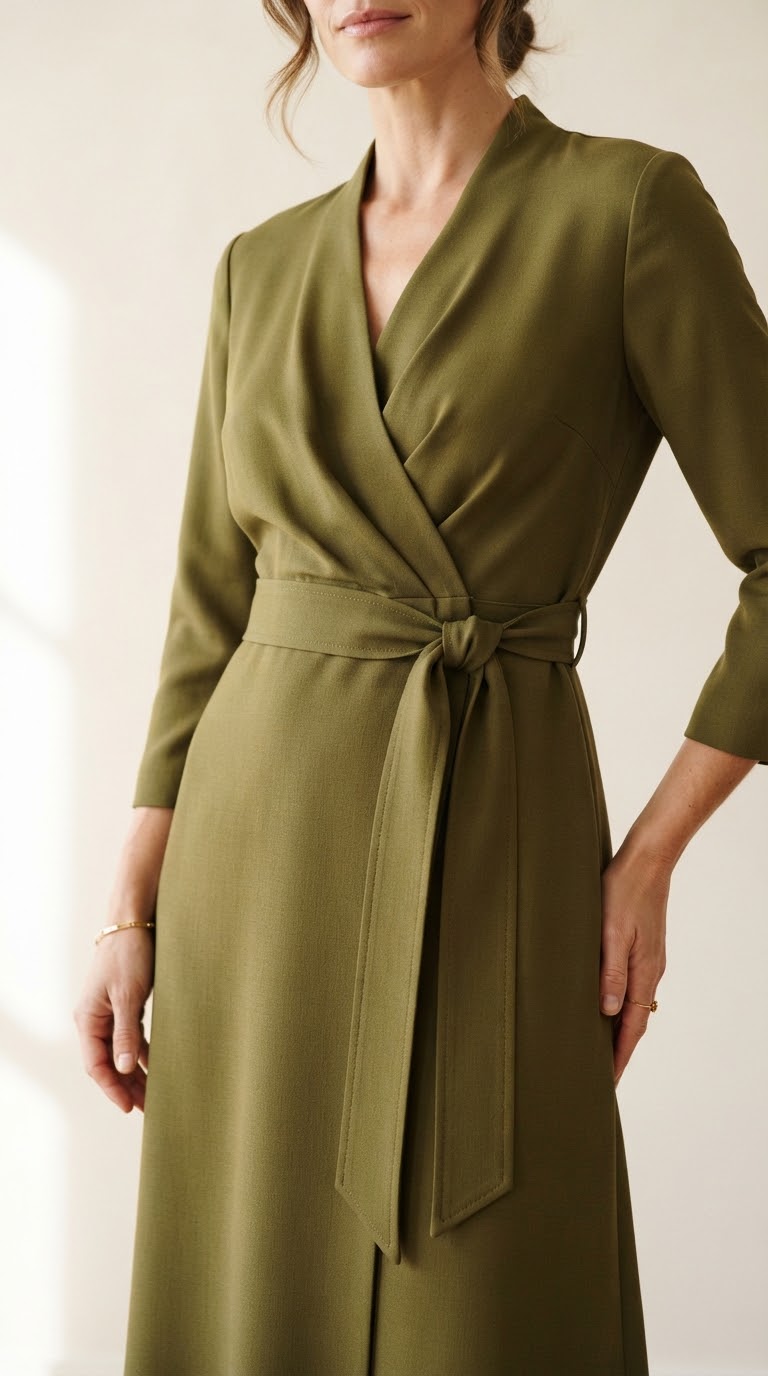 Belted Wrap Midi Dress
